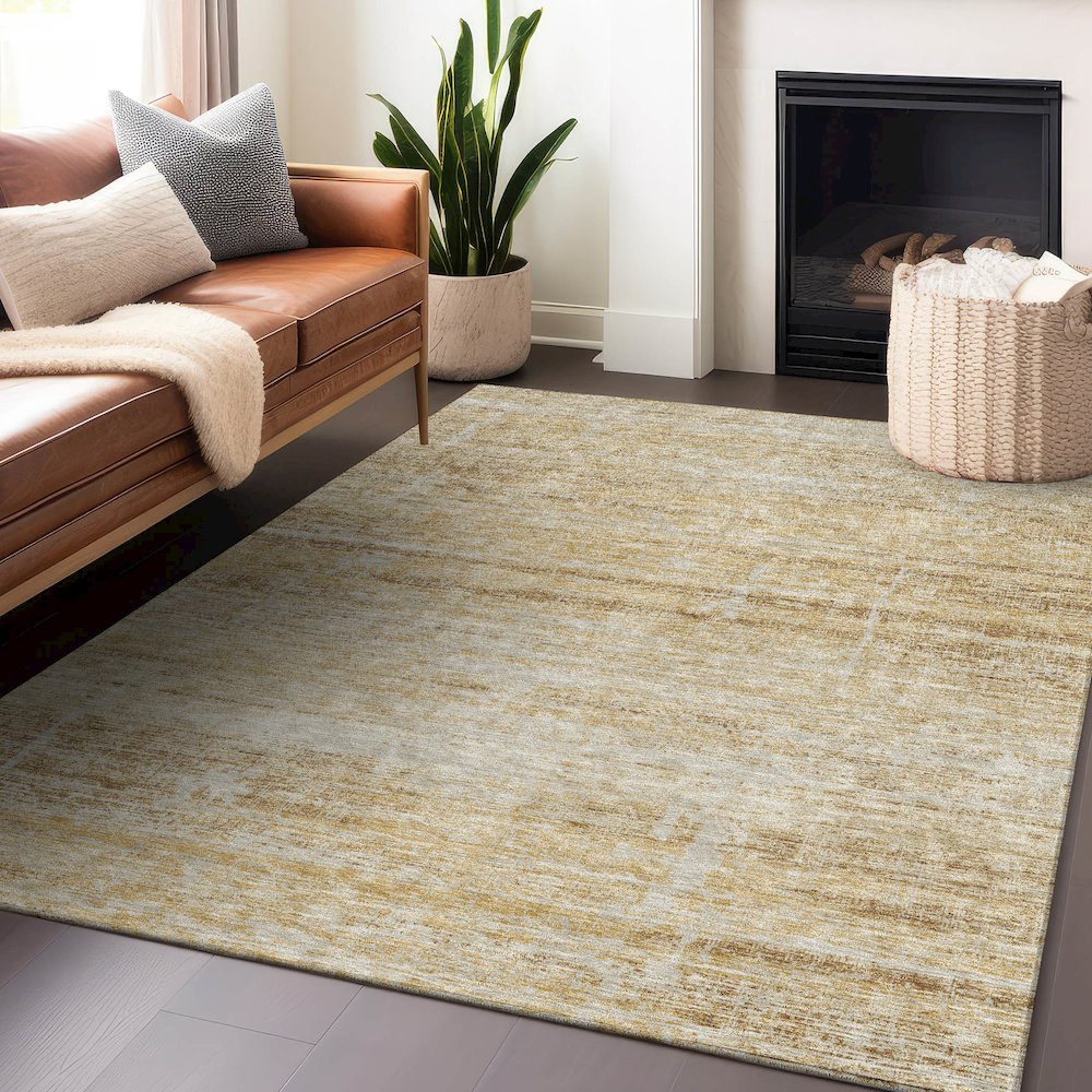 Premium Machine Washable Mayfield AMF747 Gold 2'6" x 3'10" Rug