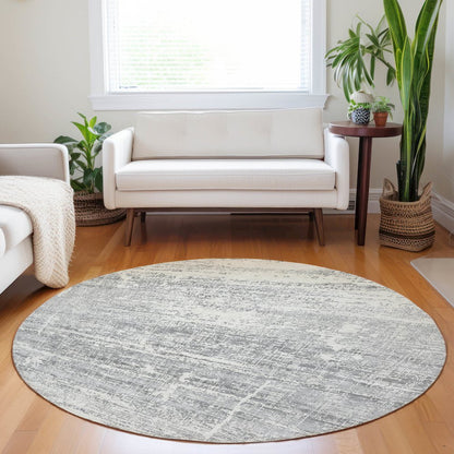 Premium Machine Washable Mayfield AMF747 Silver 8' x 8' Round Rug