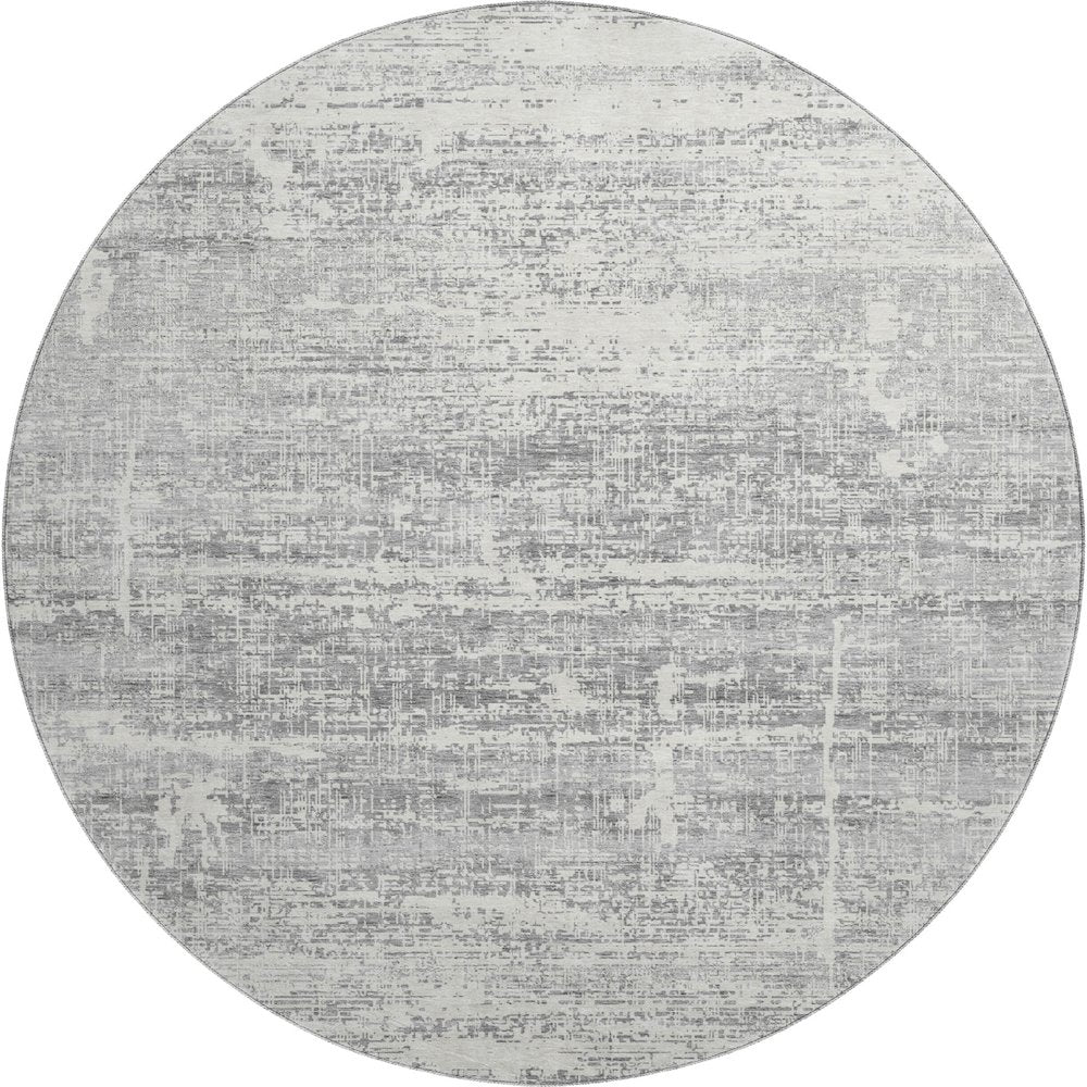 Premium Machine Washable Mayfield AMF747 Silver 8' x 8' Round Rug