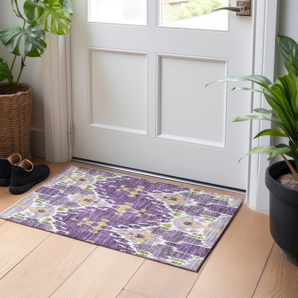 Premium Machine Washable Mayfield AMF748 Purple 1'8" x 2'6" Rug