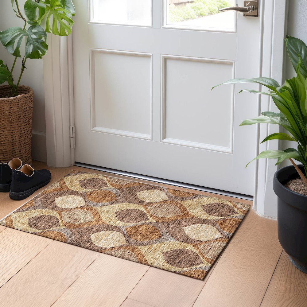 Premium Machine Washable Mayfield AMF749 Copper 1'8" x 2'6" Rug