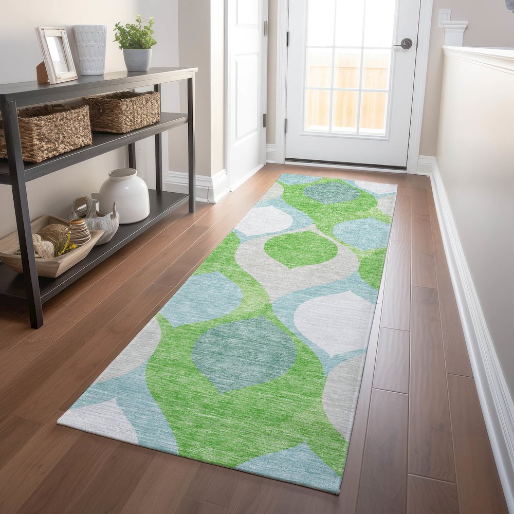 Premium Machine Washable Mayfield AMF749 Lime 2'3" x 7'6" Runner Rug