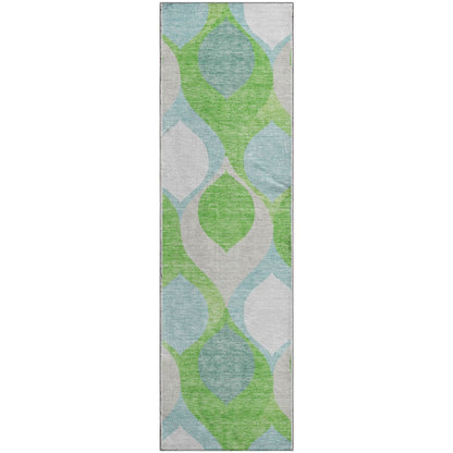 Premium Machine Washable Mayfield AMF749 Lime 2'3" x 7'6" Runner Rug