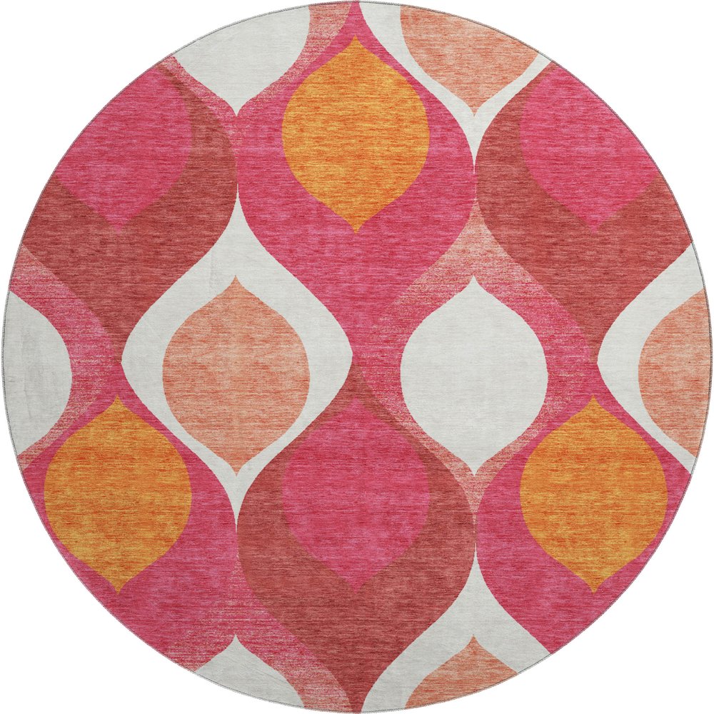 Premium Machine Washable Mayfield AMF749 Pink 8' x 8' Round Rug