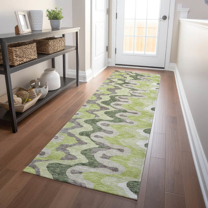 Premium Machine Washable Mayfield AMF750 Aloe 2'3" x 7'6" Runner Rug