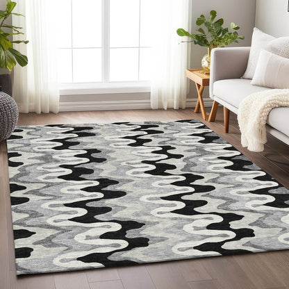 Premium Machine Washable Mayfield AMF750 Black 2'6" x 3'10" Rug