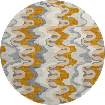 Premium Machine Washable Mayfield AMF750 Terracotta 8' x 8' Round Rug