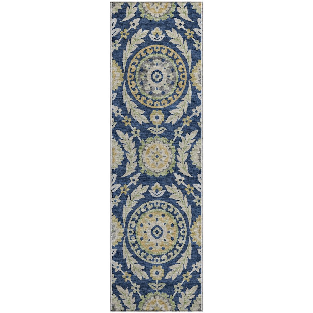 Premium Machine Washable Mayfield AMF751 Navy 2'3" x 7'6" Runner Rug
