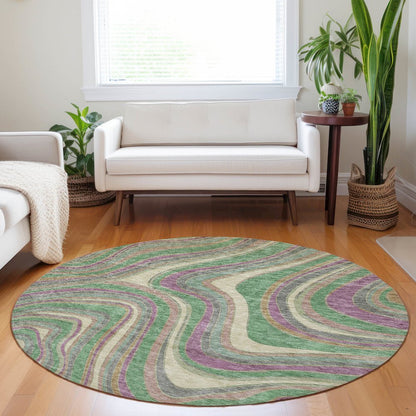 Premium Machine Washable Mayfield AMF756 Graphite 8' x 8' Round Rug