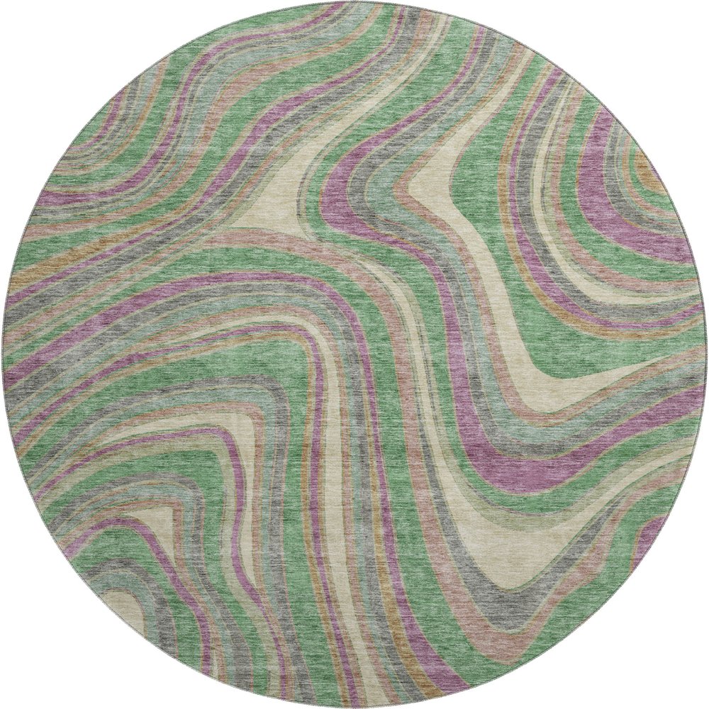 Premium Machine Washable Mayfield AMF756 Graphite 8' x 8' Round Rug