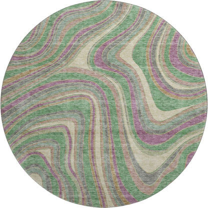 Premium Machine Washable Mayfield AMF756 Graphite 8' x 8' Round Rug