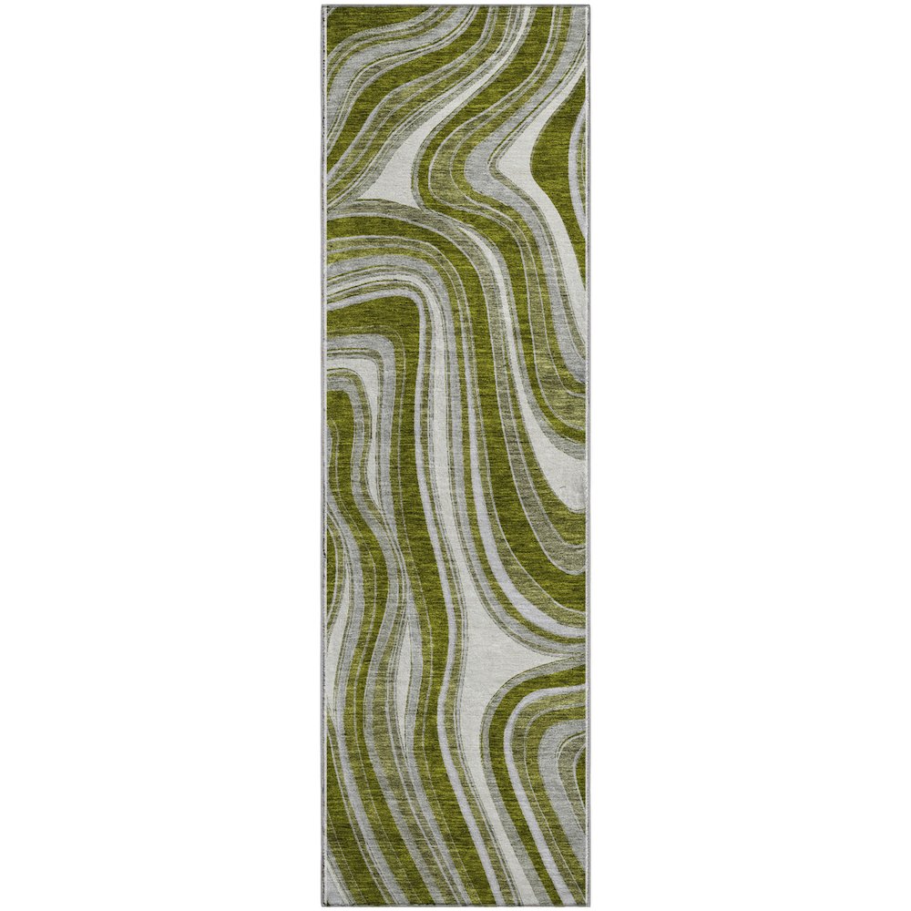 Premium Machine Washable Mayfield AMF756 Olive 2'3" x 7'6" Runner Rug