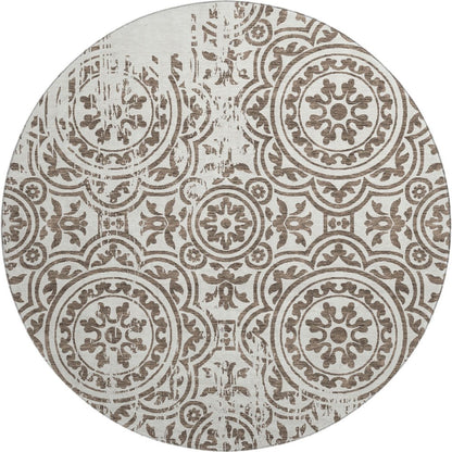 Premium Machine Washable Mayfield AMF758 Chocolate 8' x 8' Round Rug
