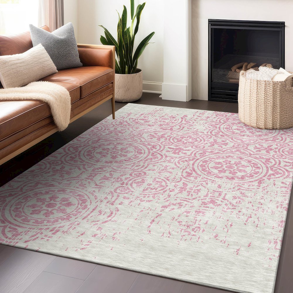 Premium Machine Washable Mayfield AMF758 Pink 2'6" x 3'10" Rug