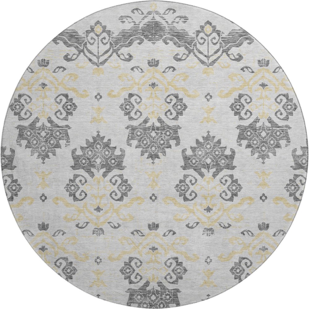 Premium Machine Washable Mayfield AMF759 Charcoal 8' x 8' Round Rug