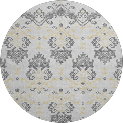 Premium Machine Washable Mayfield AMF759 Charcoal 8' x 8' Round Rug