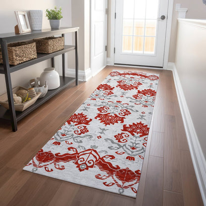 Premium Machine Washable Mayfield AMF759 Red 2'3" x 7'6" Runner Rug