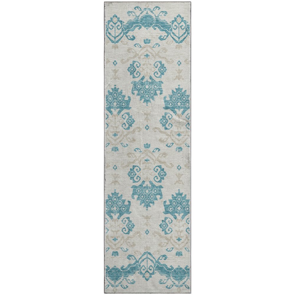 Premium Machine Washable Mayfield AMF759 Teal 2'3" x 7'6" Runner Rug
