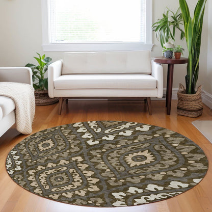 Premium Machine Washable Mayfield AMF761 Fudge 8' x 8' Round Rug