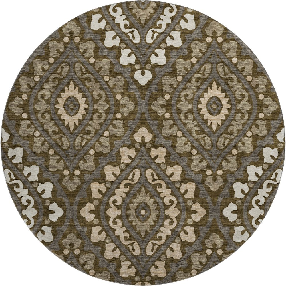 Premium Machine Washable Mayfield AMF761 Fudge 8' x 8' Round Rug