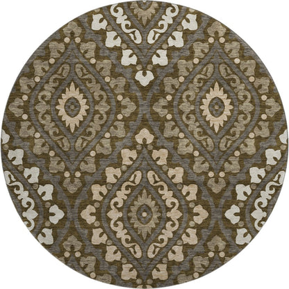 Premium Machine Washable Mayfield AMF761 Fudge 8' x 8' Round Rug