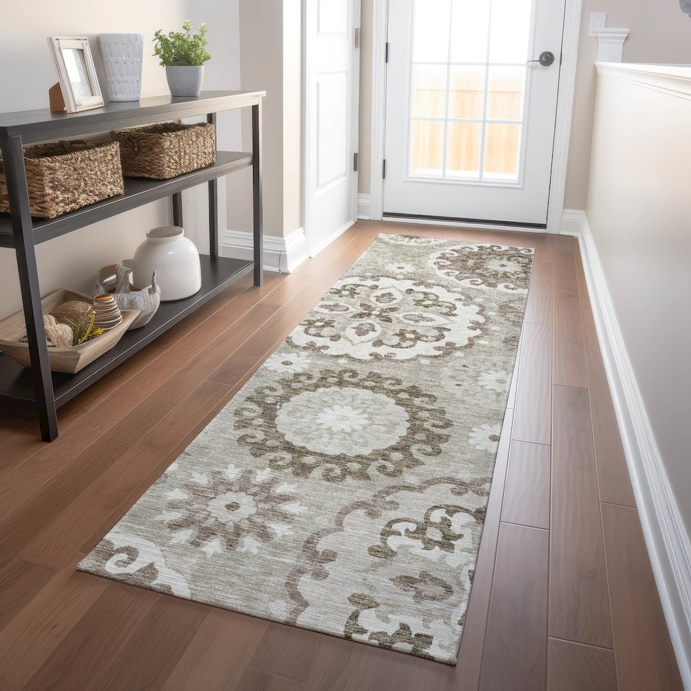 Premium Machine Washable Mayfield AMF763 Taupe 2'3" x 7'6" Runner Rug