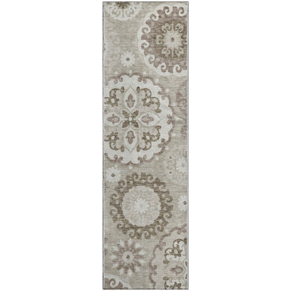 Premium Machine Washable Mayfield AMF763 Taupe 2'3" x 7'6" Runner Rug