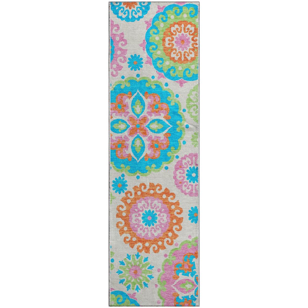 Premium Machine Washable Mayfield AMF763 White 2'3" x 7'6" Runner Rug