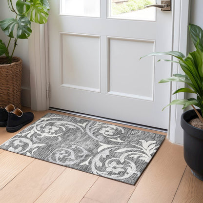 Premium Machine Washable Mayfield AMF764 Charcoal 1'8" x 2'6" Rug