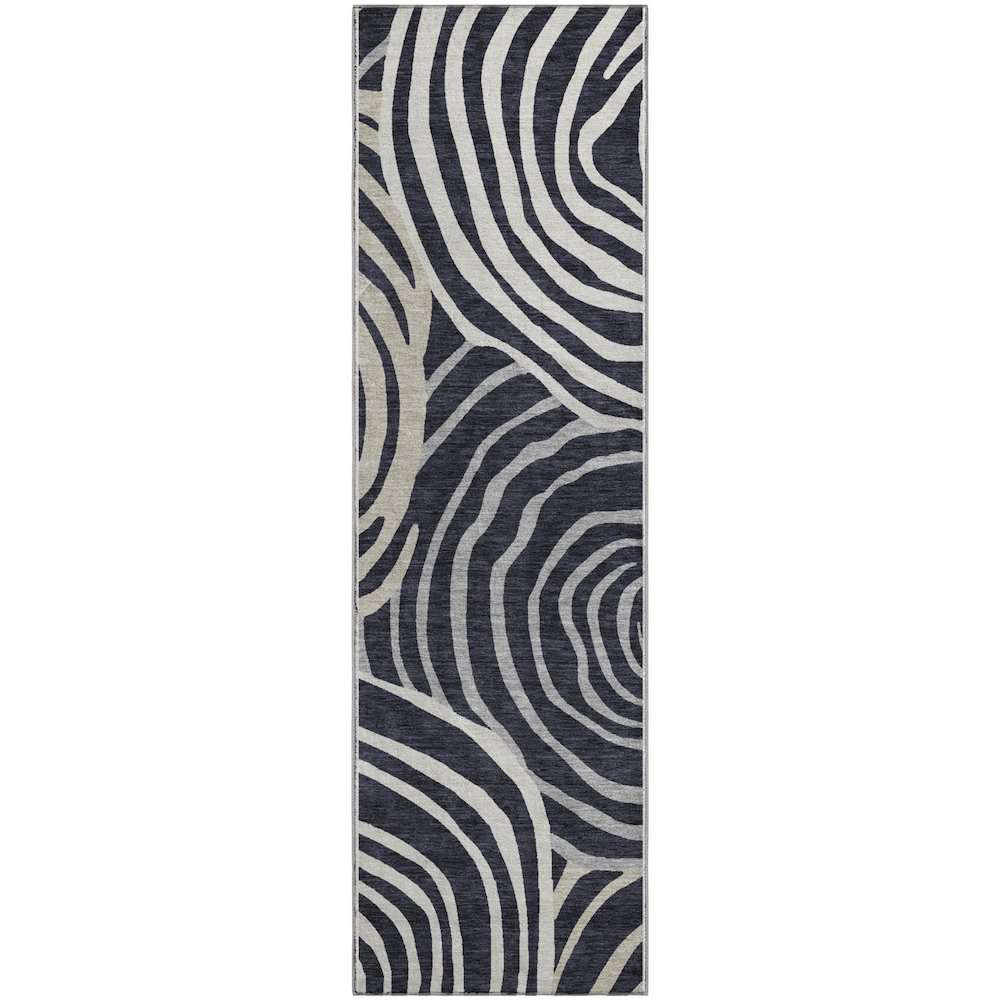 Premium Machine Washable Mayfield AMF765 Black 2'3" x 7'6" Runner Rug