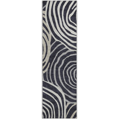Premium Machine Washable Mayfield AMF765 Black 2'3" x 7'6" Runner Rug