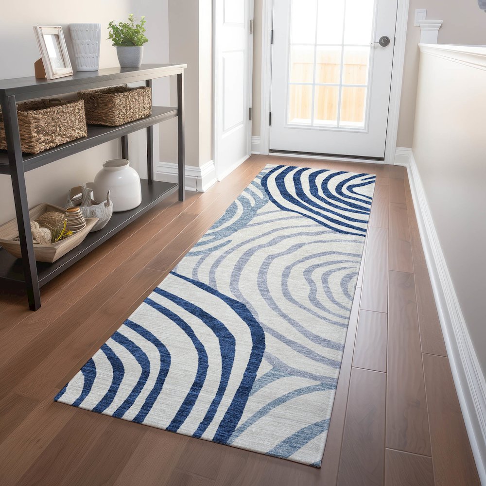 Premium Machine Washable Mayfield AMF765 Blue 2'3" x 7'6" Runner Rug