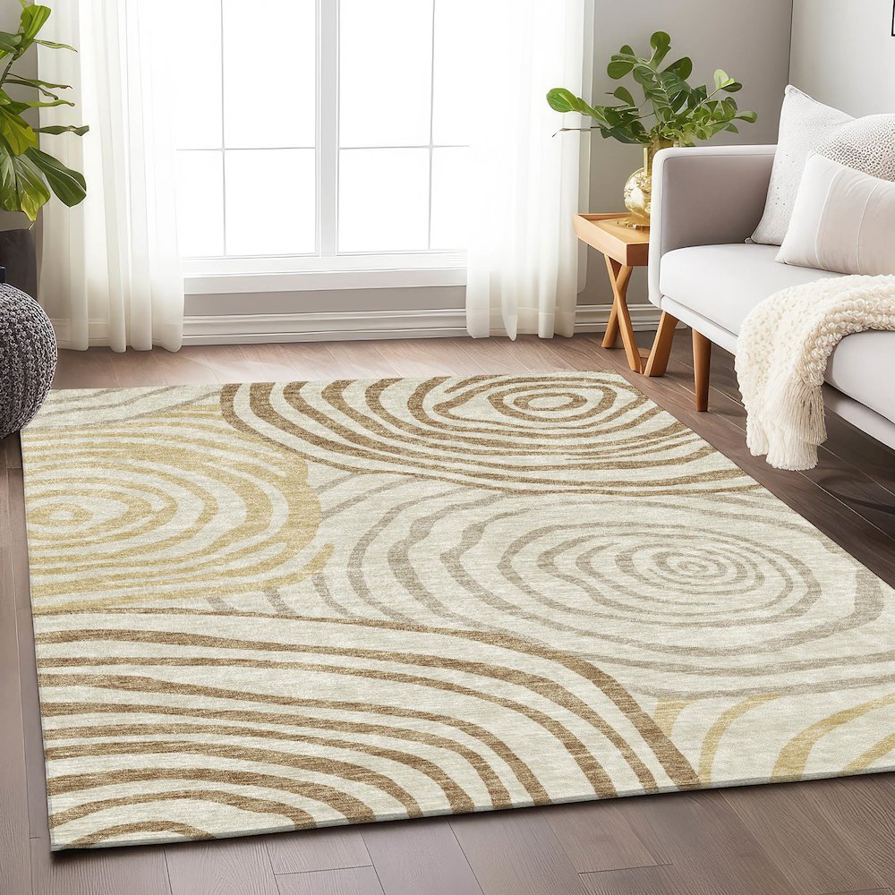 Premium Machine Washable Mayfield AMF765 Gold 2'6" x 3'10" Rug