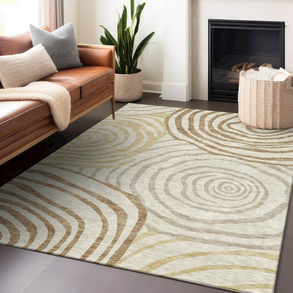 Premium Machine Washable Mayfield AMF765 Gold 2'6" x 3'10" Rug