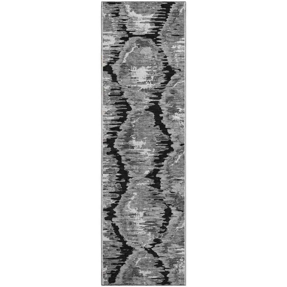Premium Machine Washable Mayfield AMF767 Black 2'3" x 7'6" Runner Rug