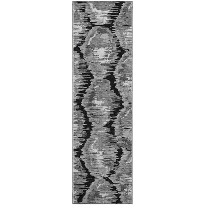 Premium Machine Washable Mayfield AMF767 Black 2'3" x 7'6" Runner Rug