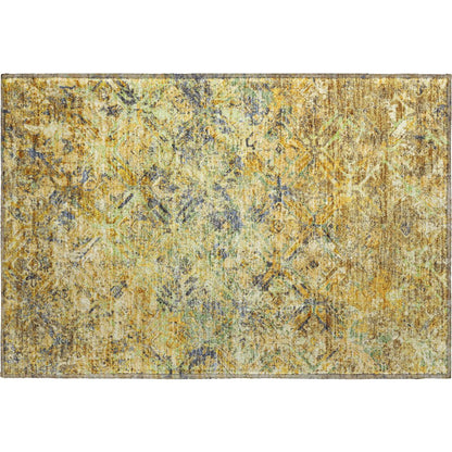 Premium Machine Washable Mayfield AMF768 Gold 1'8" x 2'6" Rug