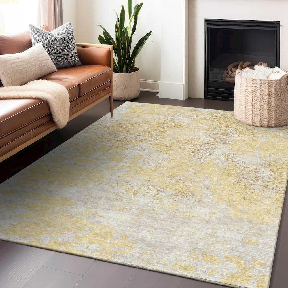 Premium Machine Washable Mayfield AMF769 Gold 2'6" x 3'10" Rug