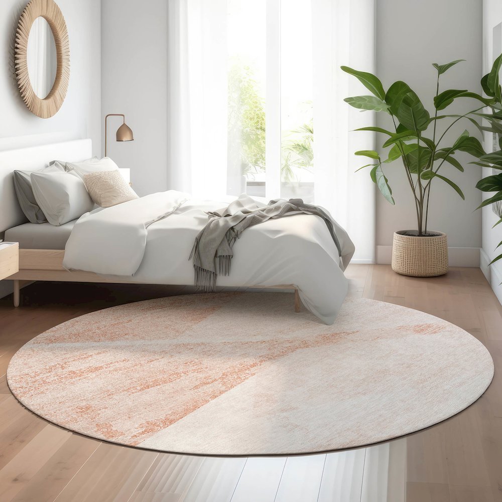 Premium Machine Washable Mayfield AMF770 Salmon 8' x 8' Round Rug