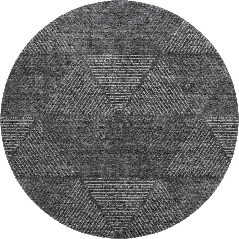 Premium Machine Washable Mayfield AMF777 Charcoal 8' x 8' Round Rug