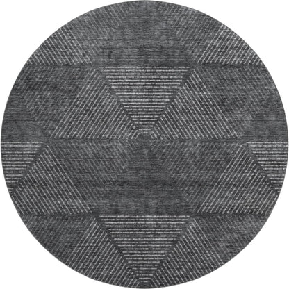 Premium Machine Washable Mayfield AMF777 Charcoal 8' x 8' Round Rug