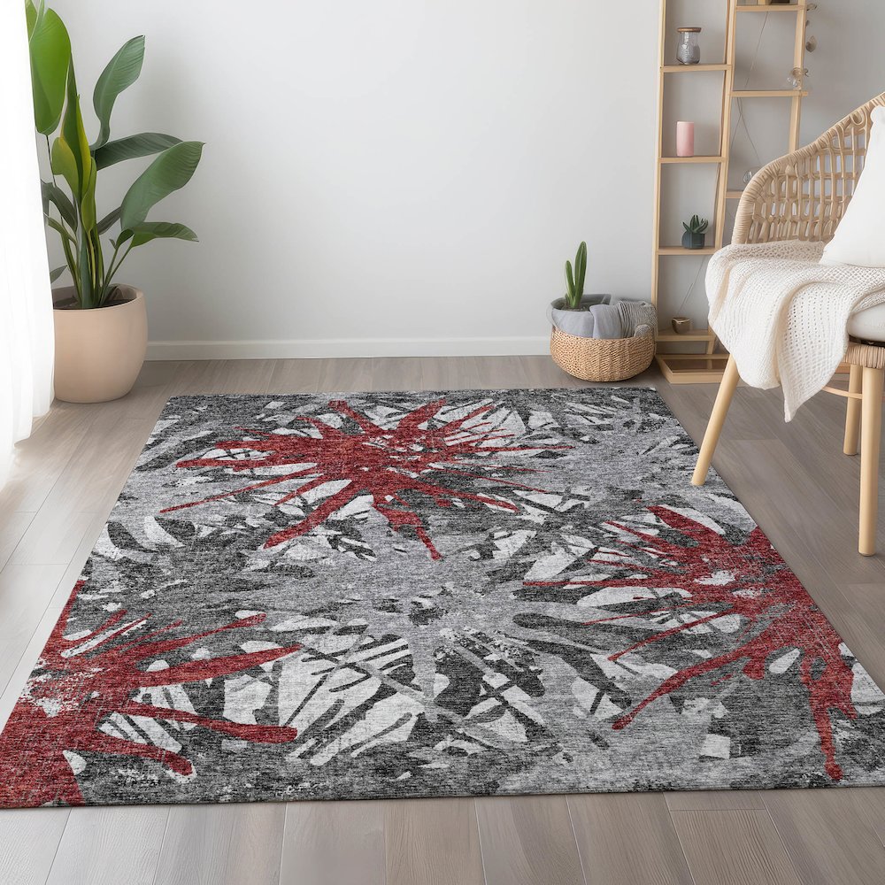 Premium Machine Washable Mayfield  Red 2'6" x 3'10" Rug