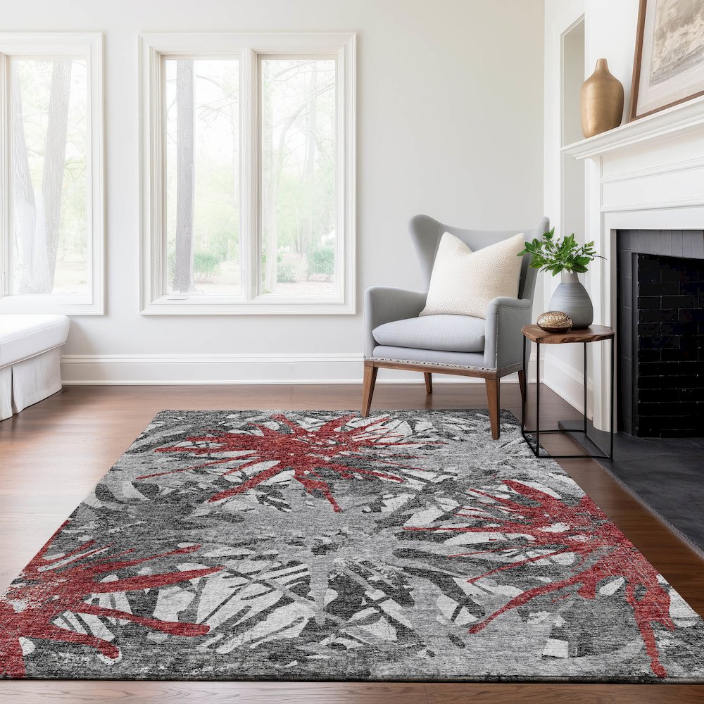 Premium Machine Washable Mayfield  Red 2'6" x 3'10" Rug
