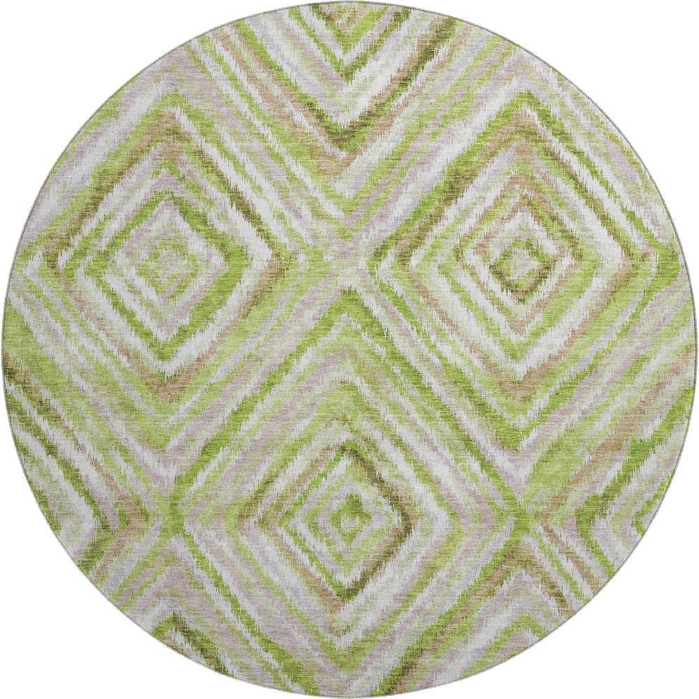 Premium Machine Washable Mayfield AMF780 Green 8' x 8' Round Rug