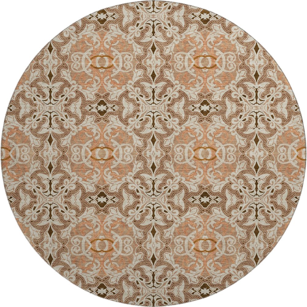 Premium Machine Washable Mayfield AMF783 Terracotta 8' x 8' Round Rug