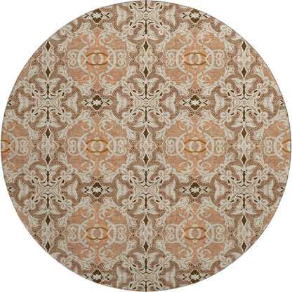 Premium Machine Washable Mayfield AMF783 Terracotta 8' x 8' Round Rug