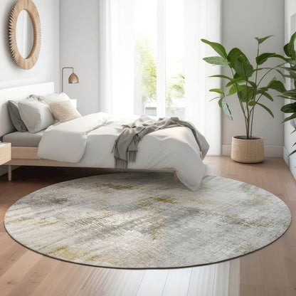 Premium Machine Washable Mayfield AMF791 Taupe 8' x 8' Round Rug