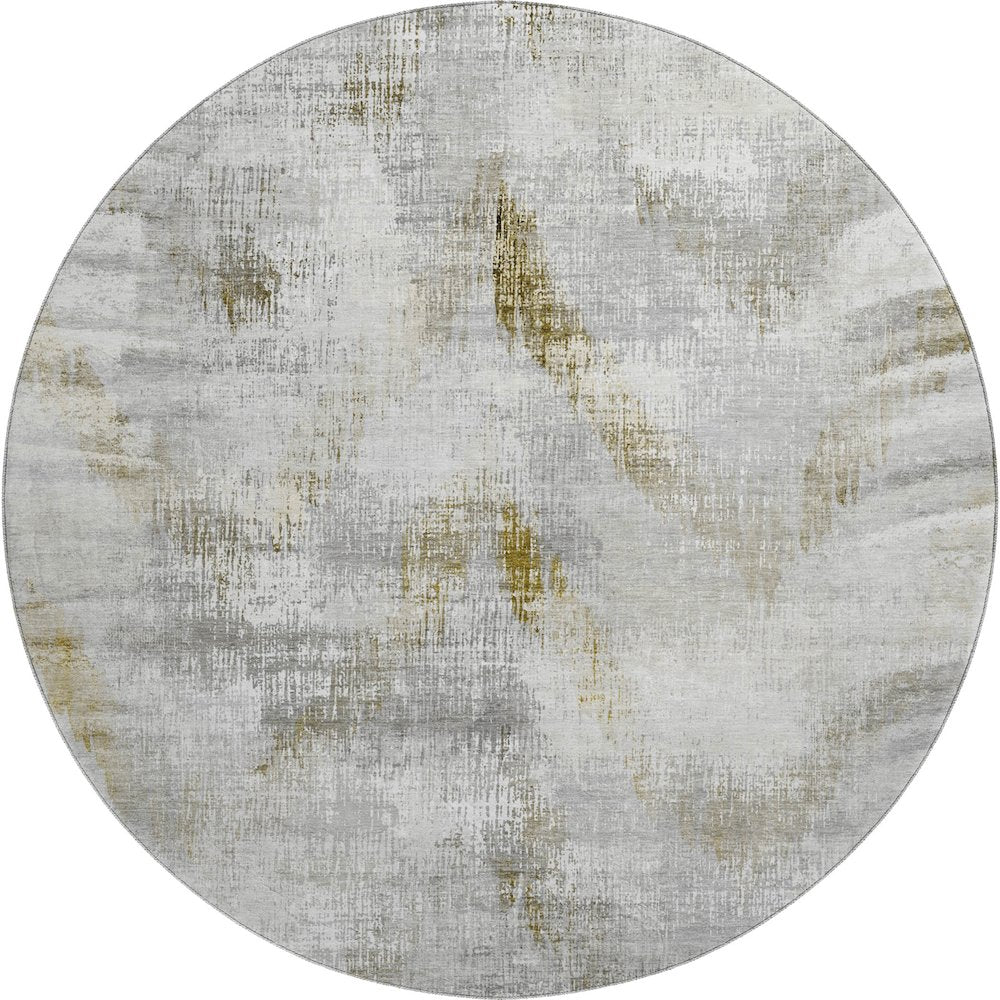 Premium Machine Washable Mayfield AMF791 Taupe 8' x 8' Round Rug