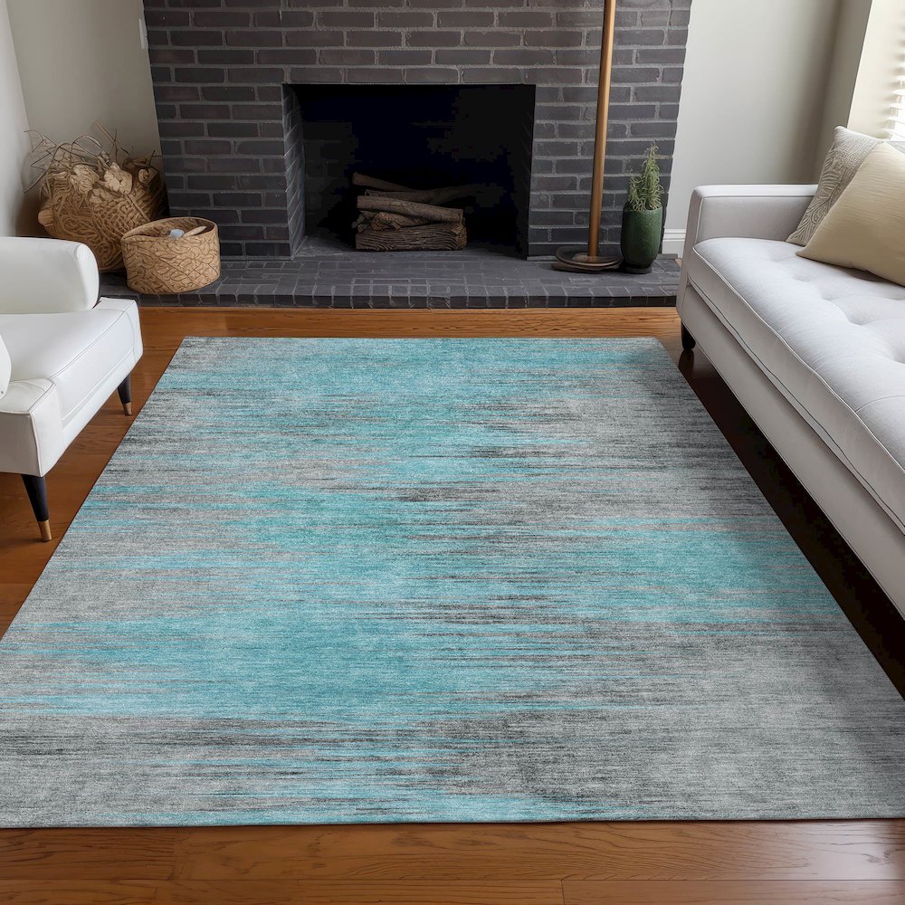 Premium Machine Washable Mayfield AMF793 Teal 2'6" x 3'10" Rug