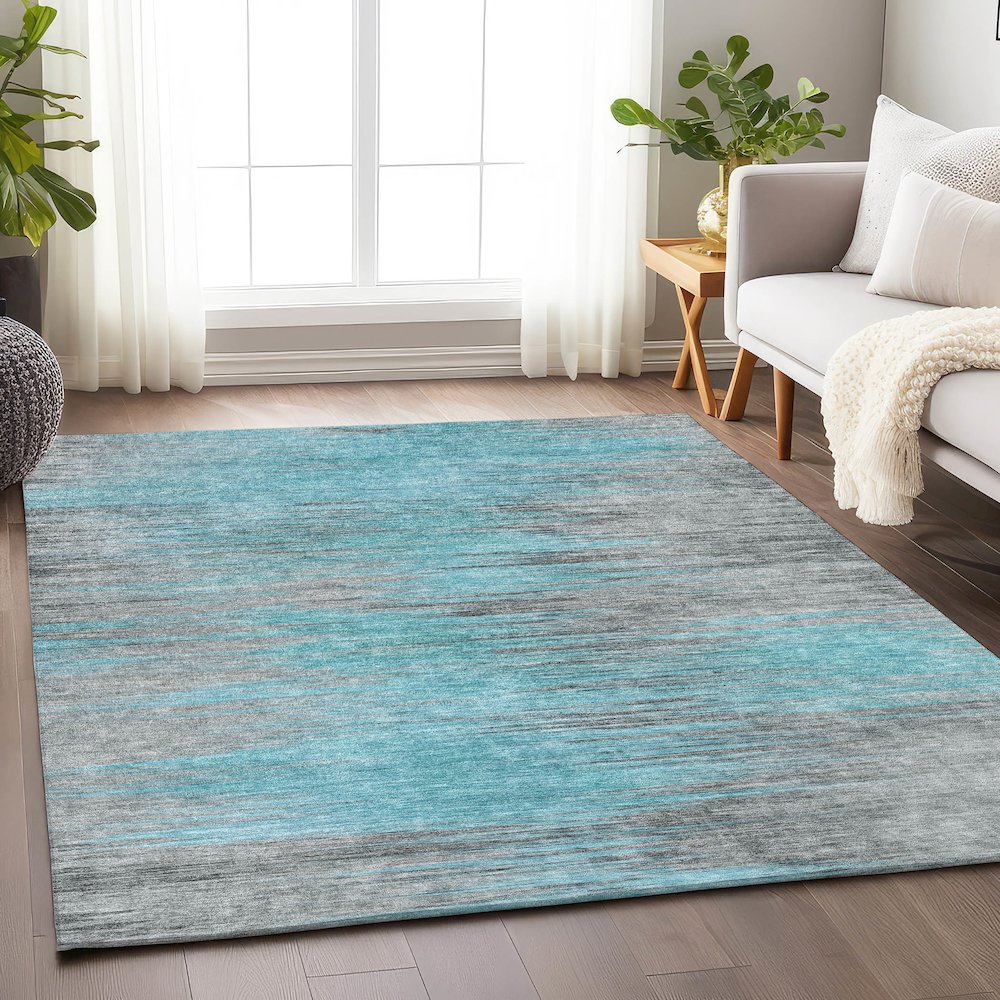 Premium Machine Washable Mayfield AMF793 Teal 2'6" x 3'10" Rug